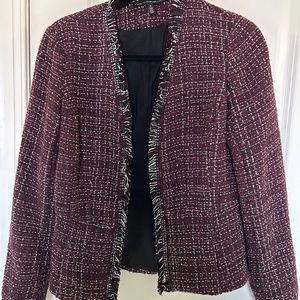 White House Black Market Burgundy Tweed Blazer